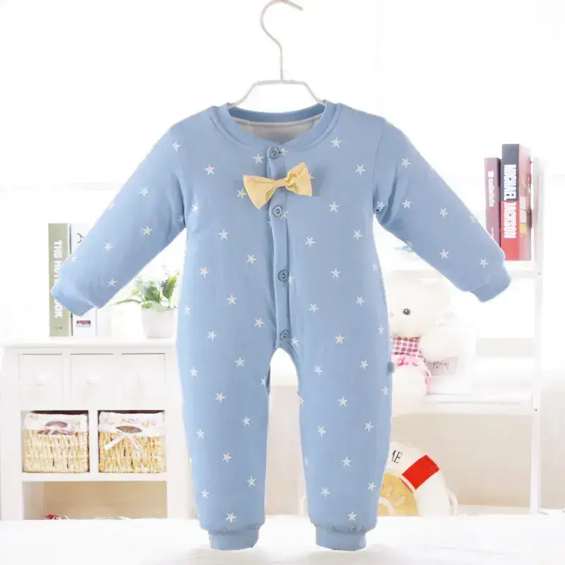 Baby Cotton Outfit Red Striped Warm Climbing Set - Image 3