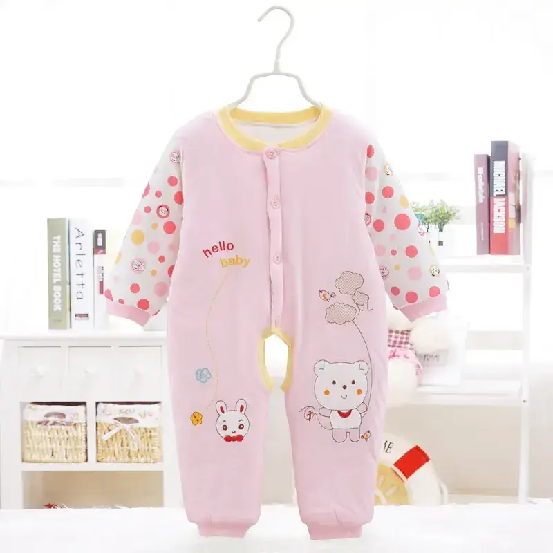 Baby Cotton Outfit Red Striped Warm Climbing Set - Image 6