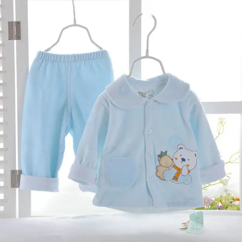 Newborn Baby Suit Velvet Pink Warm Layered Set - Image 5