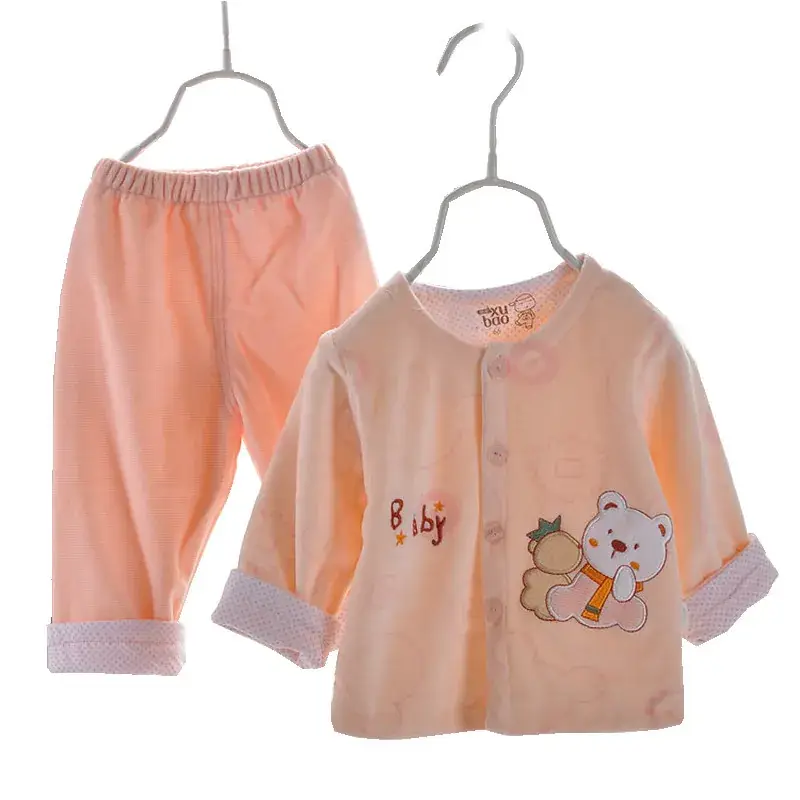 Newborn Baby Suit Velvet Pink Warm Layered Set - Image 12