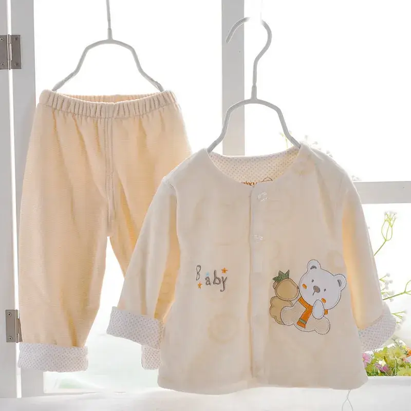 Newborn Baby Suit Velvet Pink Warm Layered Set - Image 2