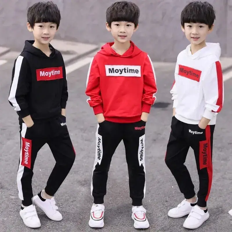 New Korean Style Boys Hoodie Track Suit White Red Medium to XL - Image 4
