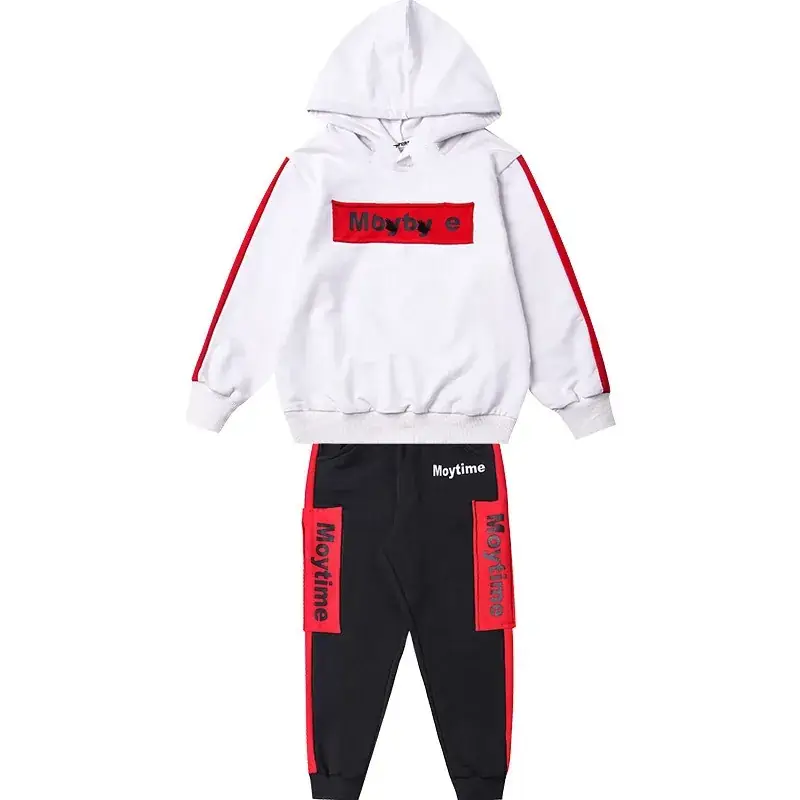 New Korean Style Boys Hoodie Track Suit White Red Medium to XL - Image 8