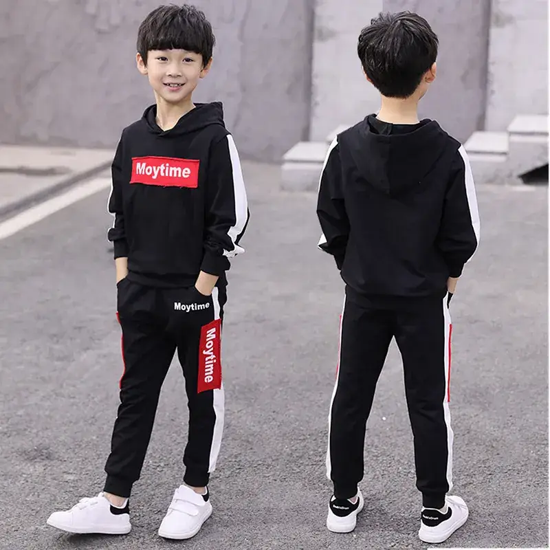 New Korean Style Boys Hoodie Track Suit White Red Medium to XL - Image 2