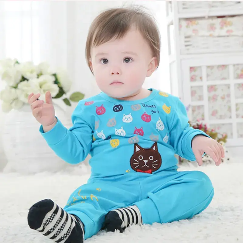 Newborn Baby 0-3Y Full Body Cartoon Suit Blue - Image 3
