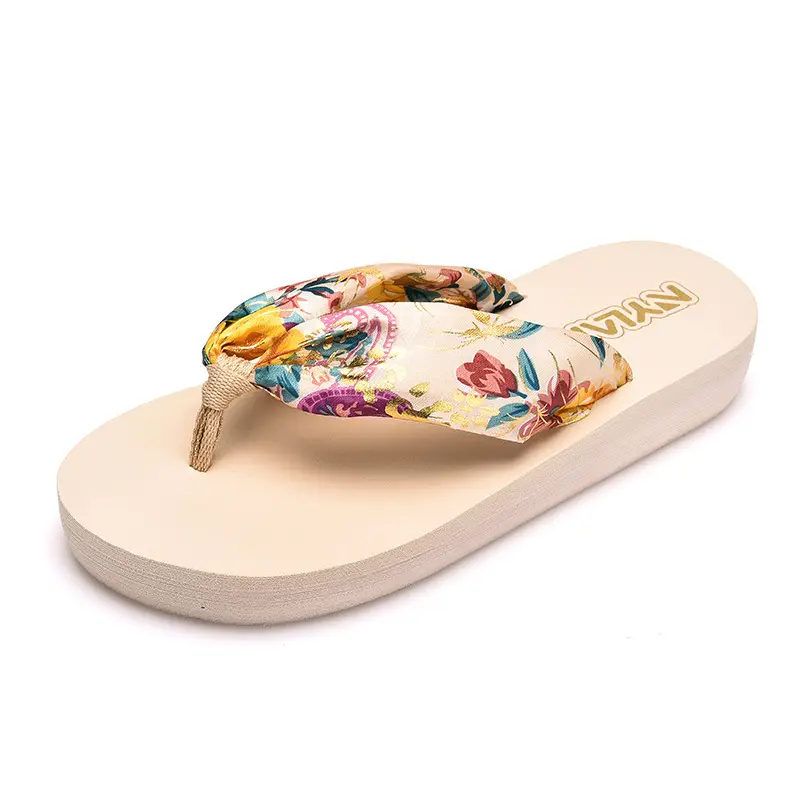 Women's Floral Clip Flip Flops Brown Summer Comfort