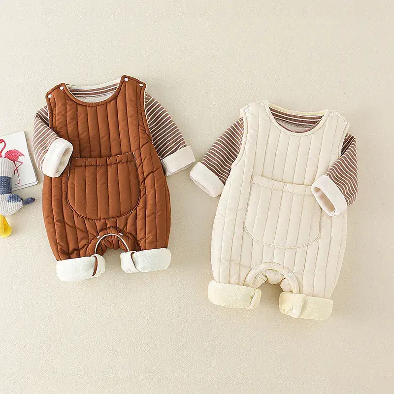 Baby Overalls Two-Piece Fleece Lined Warm Suit - Image 3