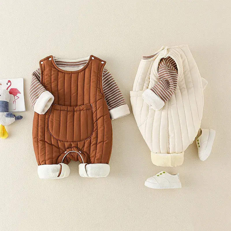 Baby Overalls Two-Piece Fleece Lined Warm Suit - Image 4