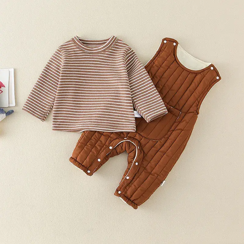 Baby Overalls Two-Piece Fleece Lined Warm Suit - Image 6