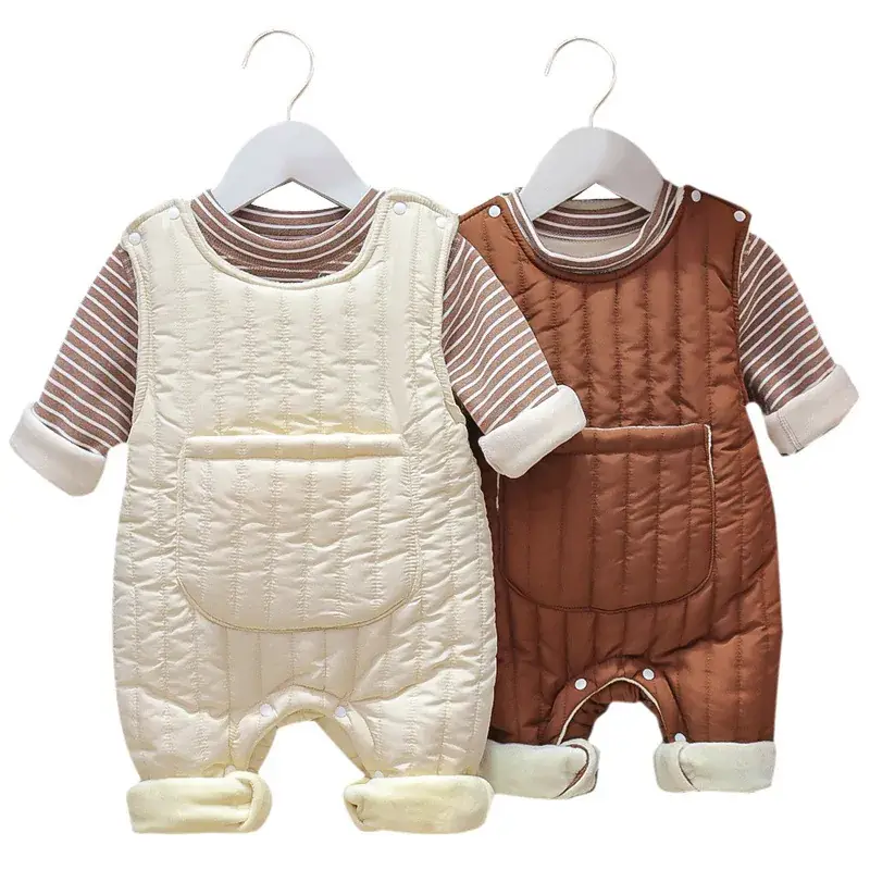 Baby Overalls Two-Piece Fleece Lined Warm Suit - Image 7