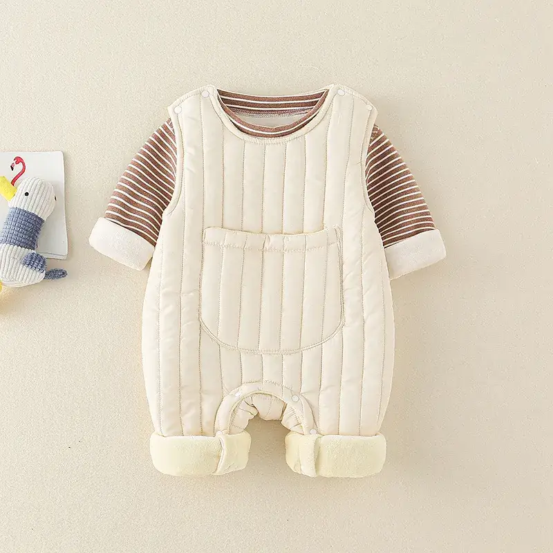Baby Overalls Two-Piece Fleece Lined Warm Suit - Image 2