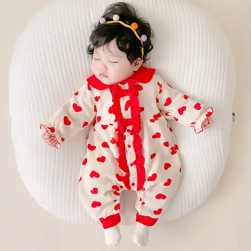 Baby Princess Outfit Red Heart Print Set