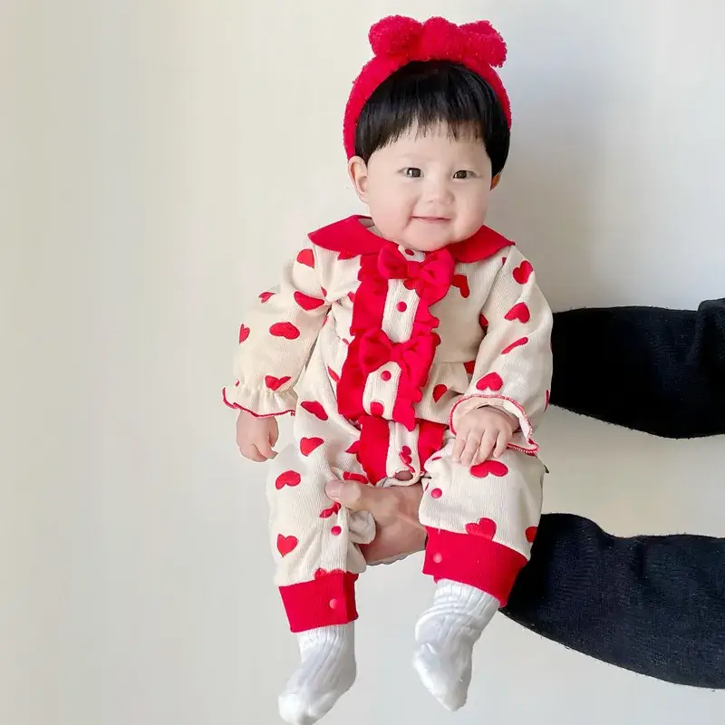 Baby Princess Outfit Red Heart Print Set