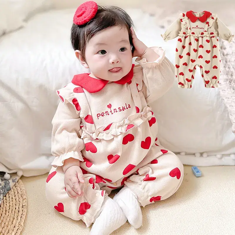 Baby Princess Outfit Red Heart Print Set
