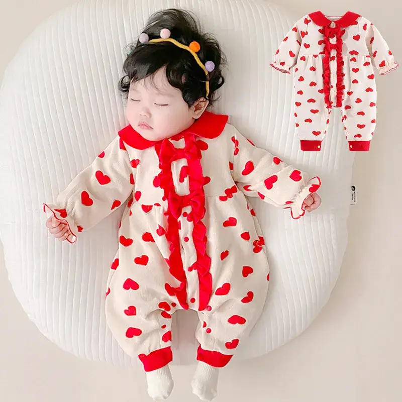 Baby Princess Outfit Red Heart Print Set
