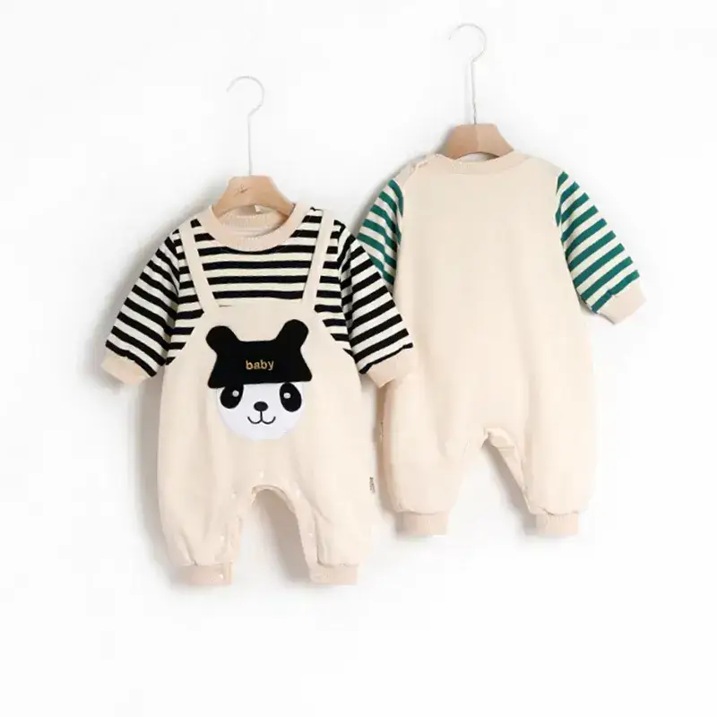 Baby Conjoined Striped Pajamas for Boys Girls Spring Autumn - Image 11