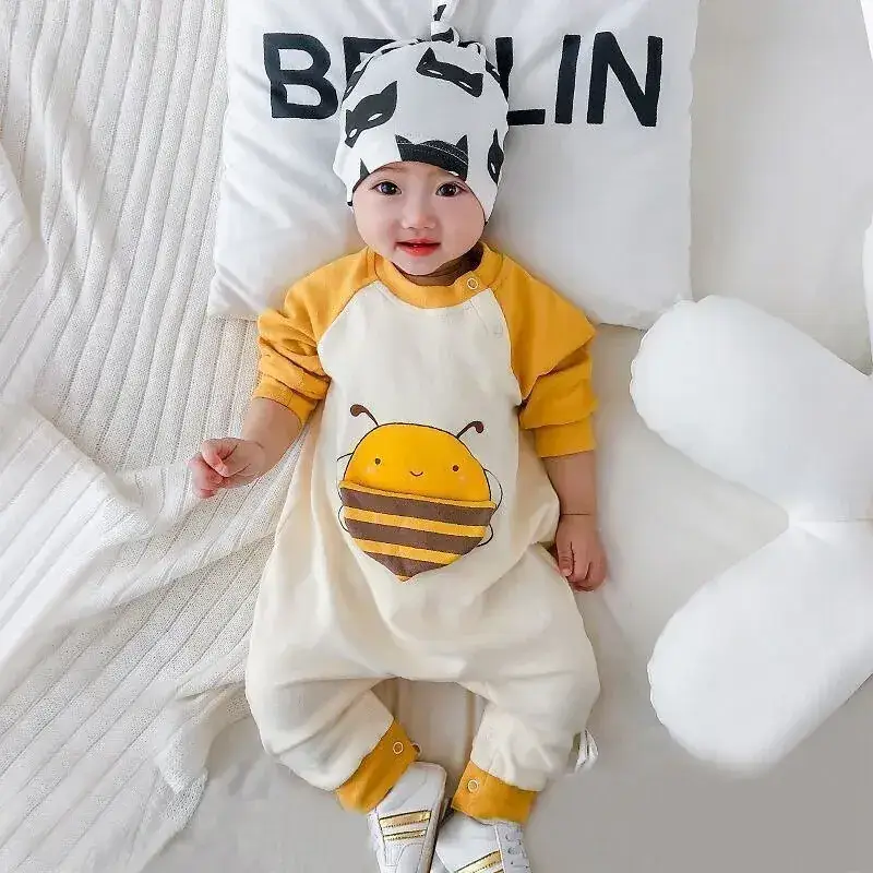 Baby Conjoined Striped Pajamas for Boys Girls Spring Autumn - Image 2