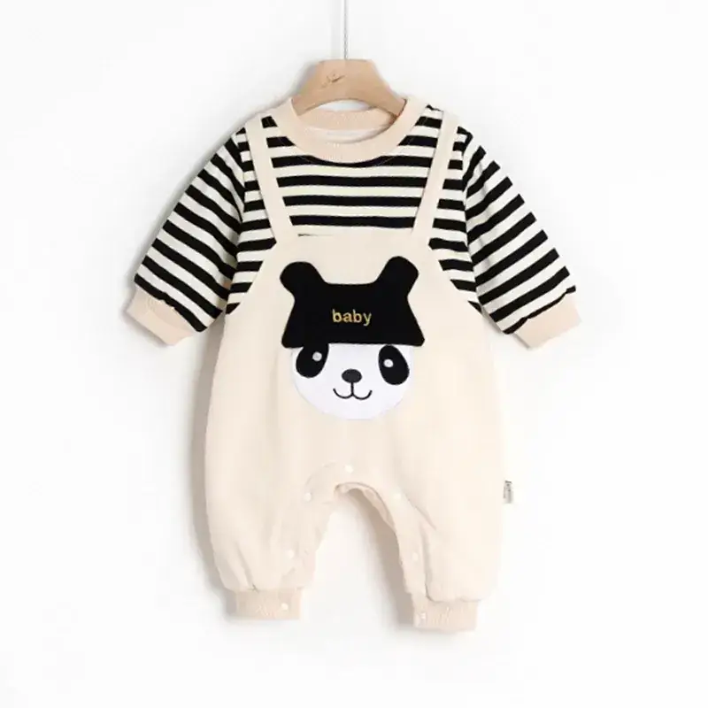 Baby Conjoined Striped Pajamas for Boys Girls Spring Autumn - Image 3