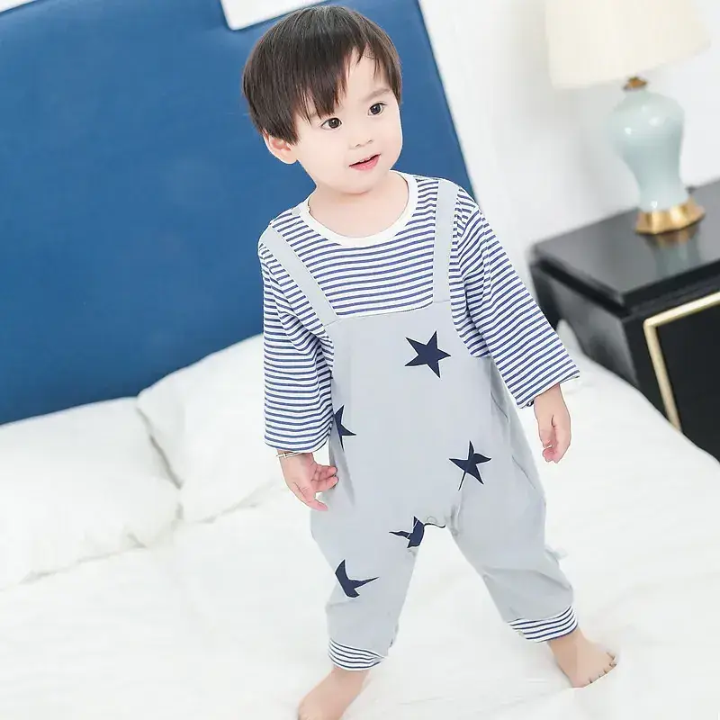 Baby Conjoined Striped Pajamas for Boys Girls Spring Autumn - Image 5
