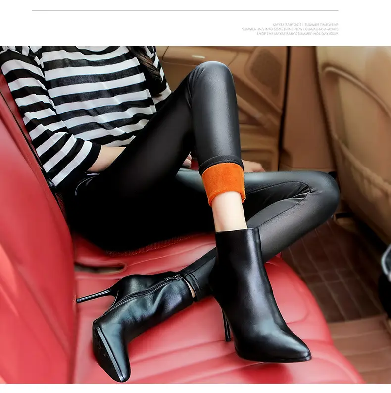 Women's Fleece Lined Black Leggings Winter Warm — feature 22