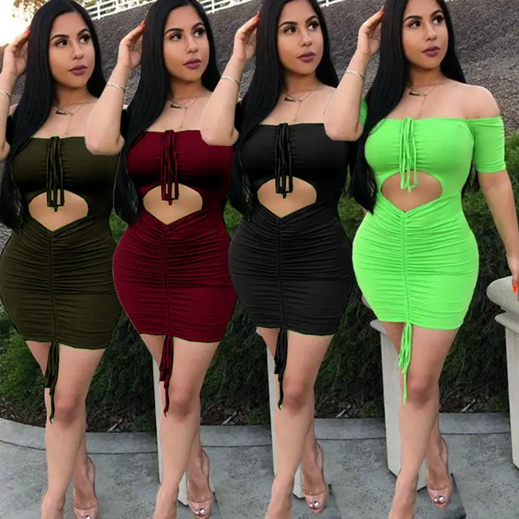 Off-Shoulder Cut-Out Dress for Women Nightclub Party Bar Bodycon - Image 5