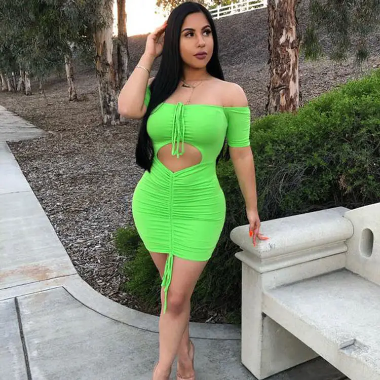 Off-Shoulder Cut-Out Dress for Women Nightclub Party Bar Bodycon - Image 6