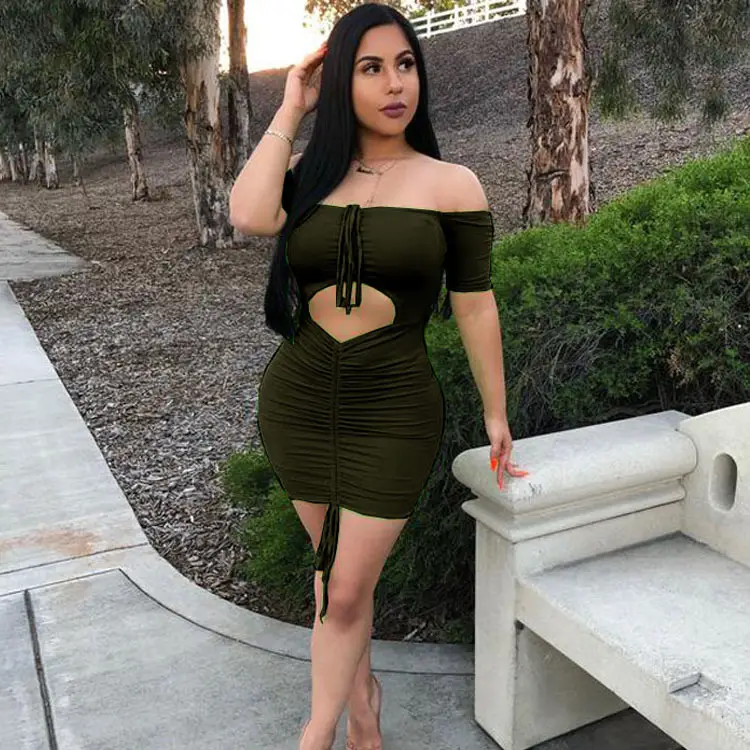 Off-Shoulder Cut-Out Dress for Women Nightclub Party Bar Bodycon - Image 8