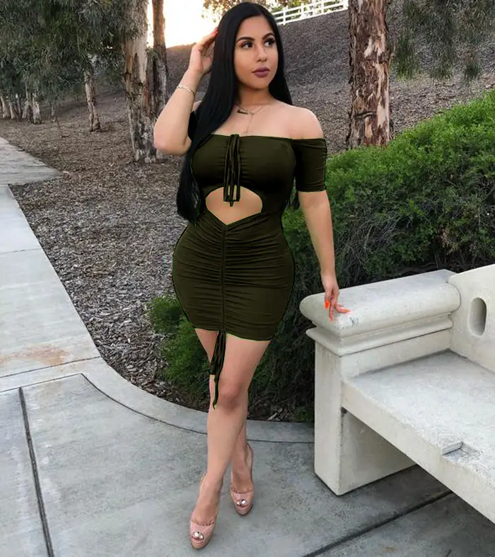 Off-Shoulder Cut-Out Dress for Women Nightclub Party Bar Bodycon - Image 4
