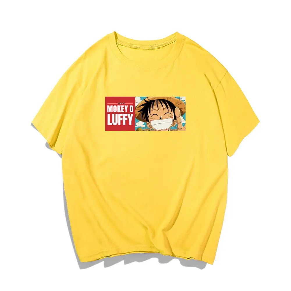 Men Women Yellow One Piece T-Shirt Luffy Print