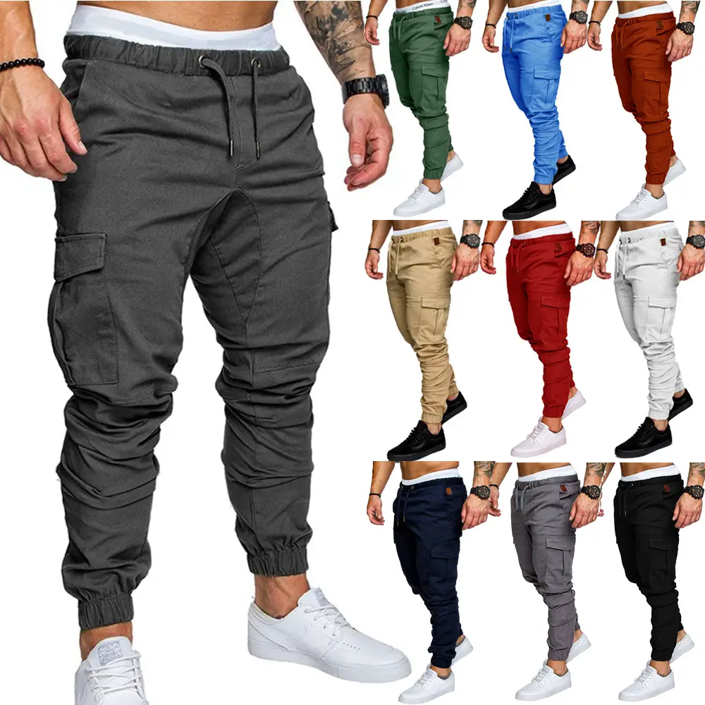 Men Cotton Tether Pants Solid Green Baggy Casual - Image 12