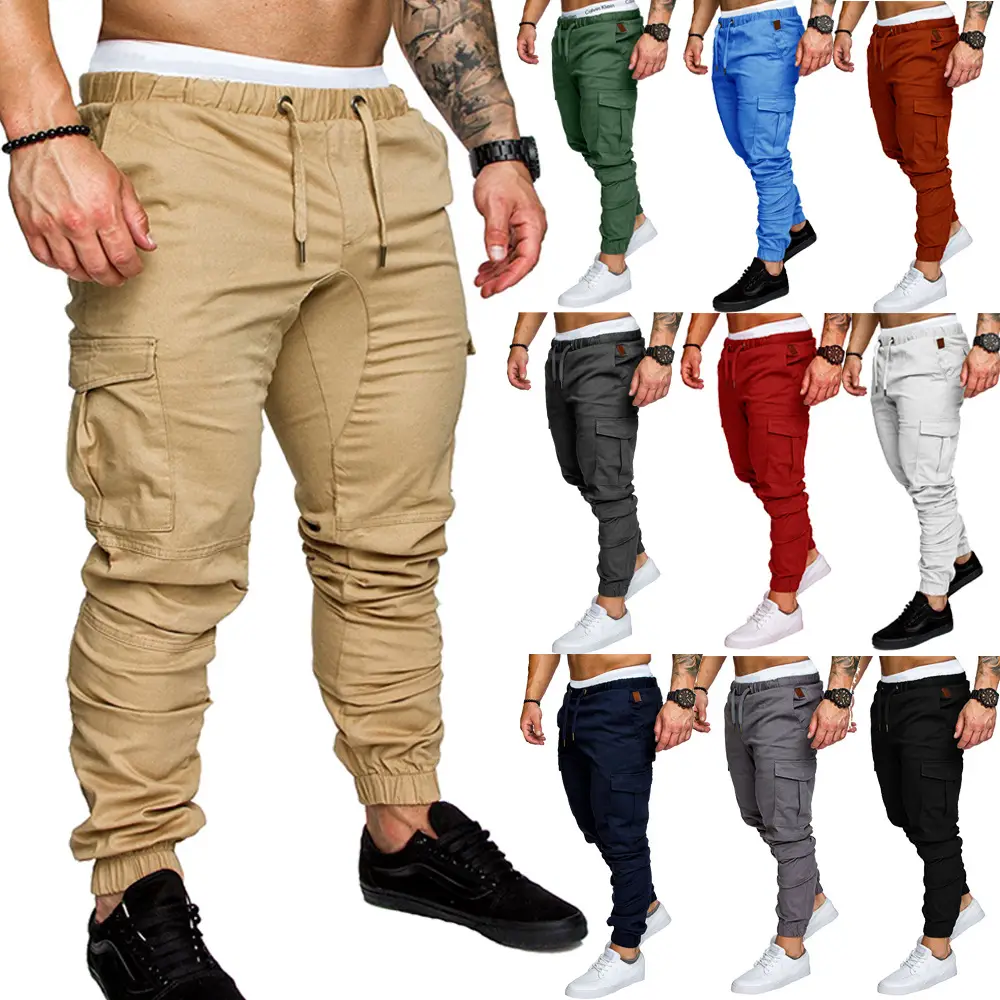 Men Cotton Tether Pants Solid Green Baggy Casual - Image 13