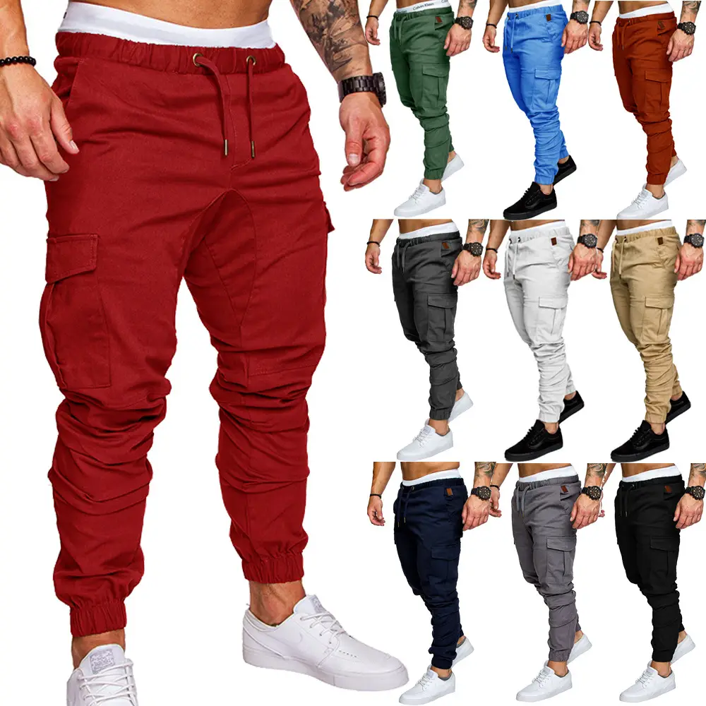Men Cotton Tether Pants Solid Green Baggy Casual - Image 15