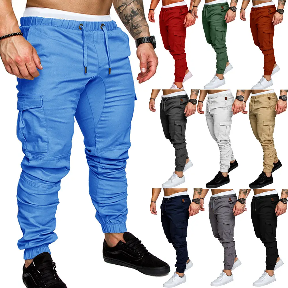 Men Cotton Tether Pants Solid Green Baggy Casual - Image 16