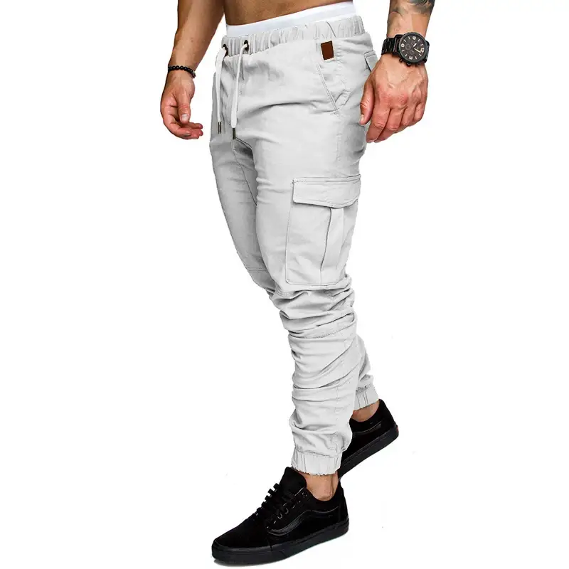 Men Cotton Tether Pants Solid Green Baggy Casual — feature 5