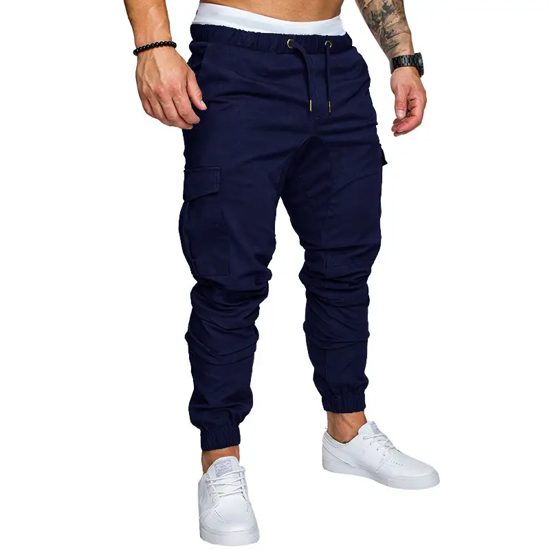 Men Cotton Tether Pants Solid Green Baggy Casual - Image 8