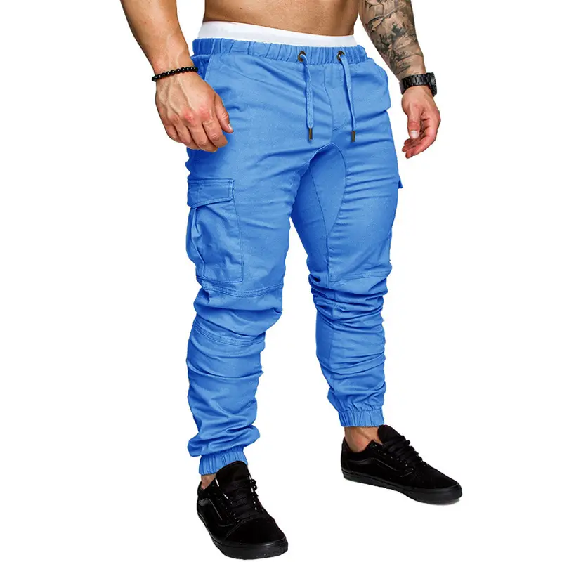 Men Cotton Tether Pants Solid Green Baggy Casual - Image 9