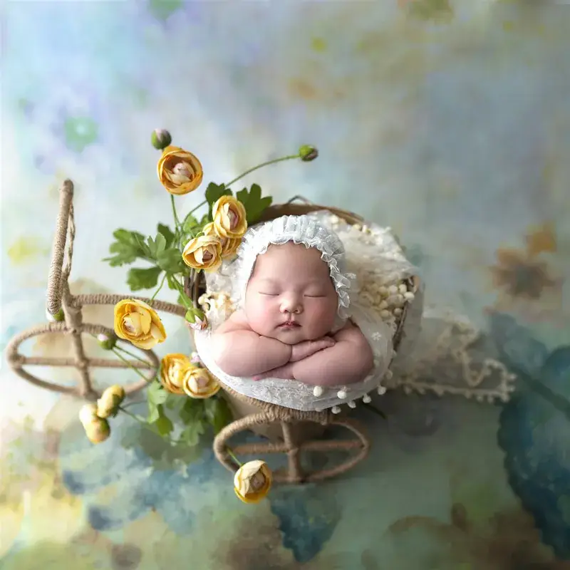 White Lace Baby Photo Hat with Pearl Accents - Image 4