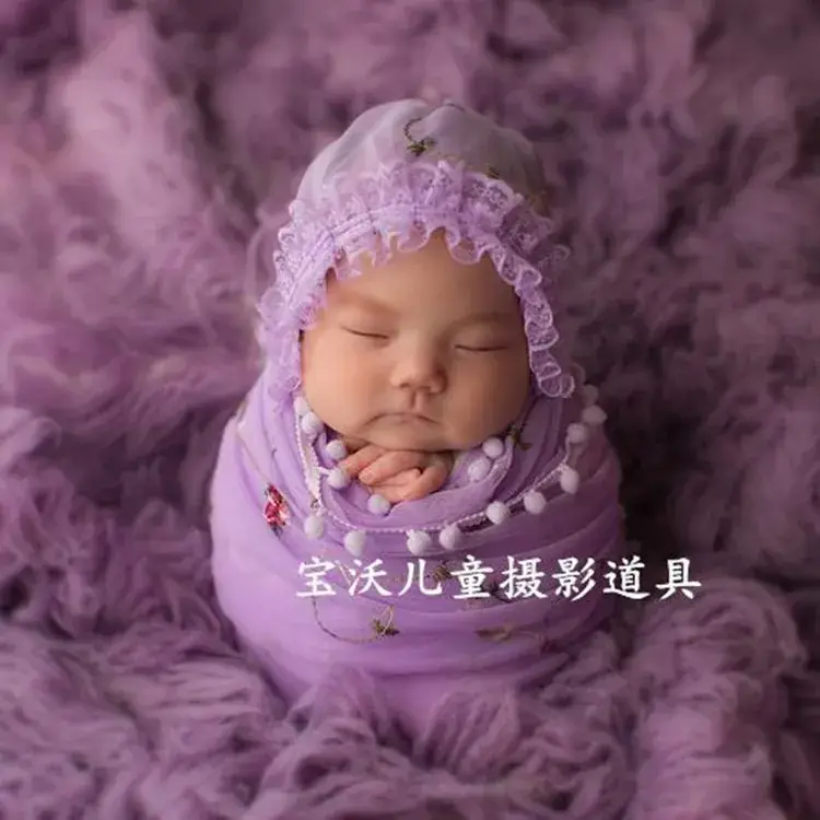White Lace Baby Photo Hat with Pearl Accents - Image 5