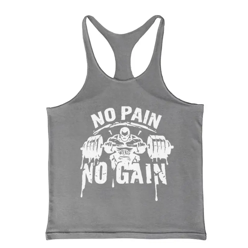 Men's Gray No Pain No Gain Fitness Vest