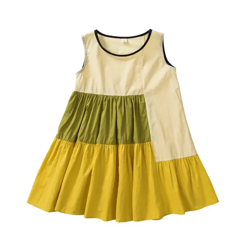 Girls Sleeveless Dress Yellow Green Summer Korean Style