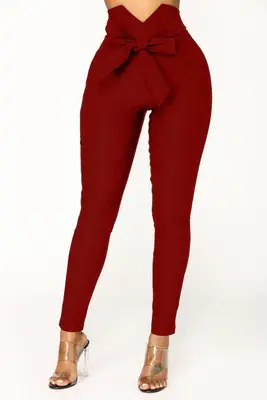 2019 Hot Selling Bow Slim Fit Elastic Pants Blue - Image 2
