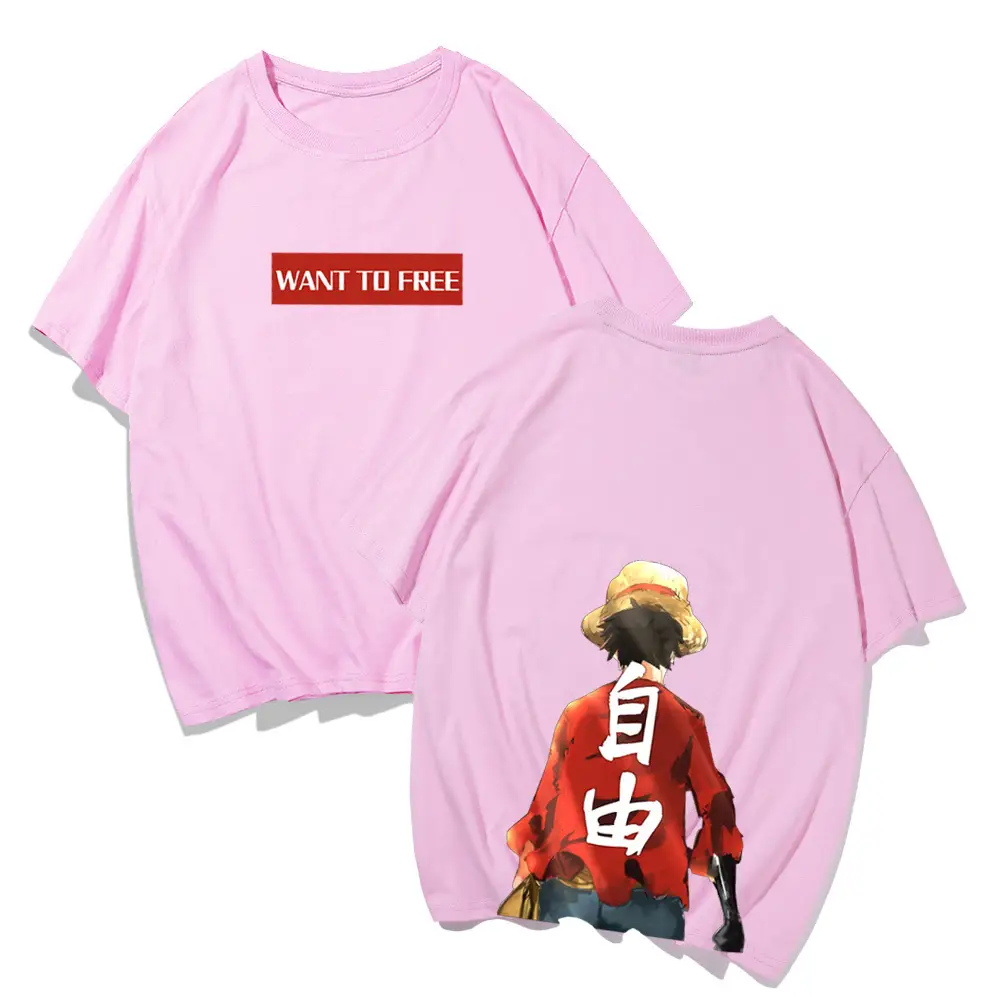 Men Cartoon Luffy T-Shirt Black Loose Summer Wear - Image 9