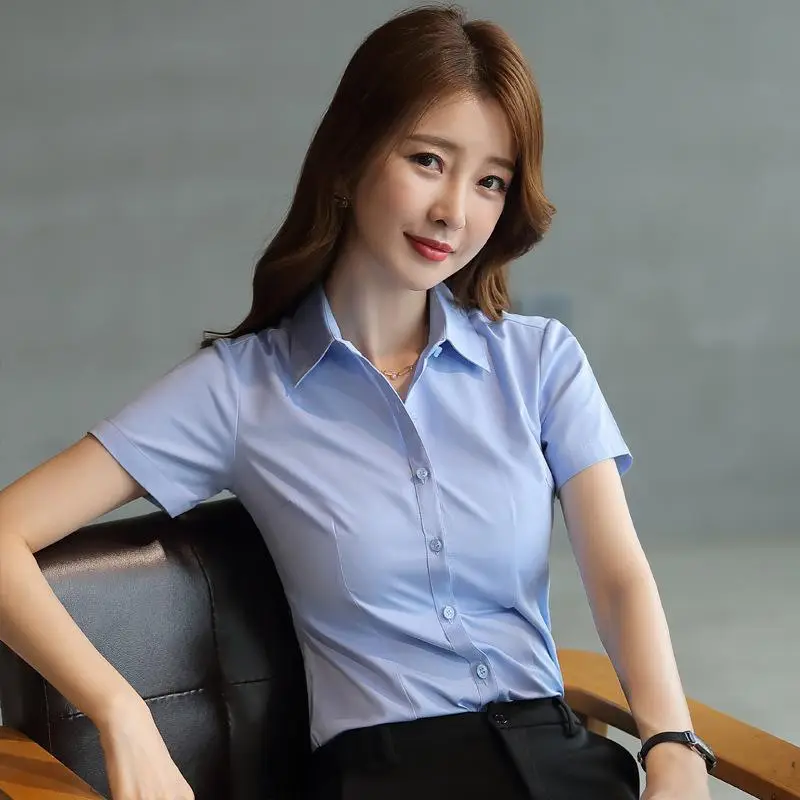 White Women's Short Sleeve Shirt Large Size - Image 3