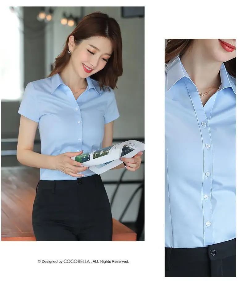 White Women's Short Sleeve Shirt Large Size - Image 5