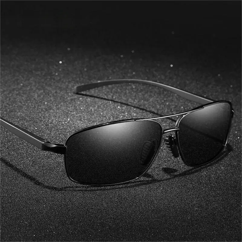 Men's Square Polarized Sunglasses Aluminum Black