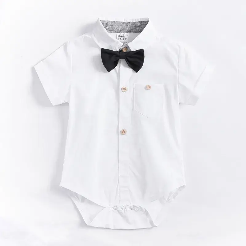 2025 Boys Summer Suit White Bow Tie Overalls Set - Image 5