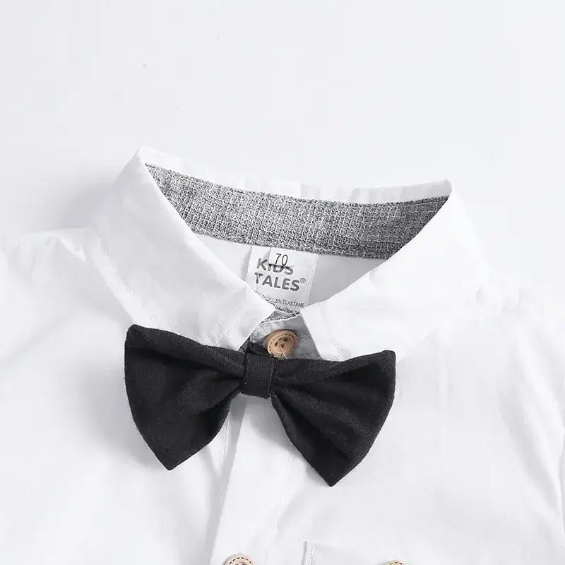 2025 Boys Summer Suit White Bow Tie Overalls Set - Image 6