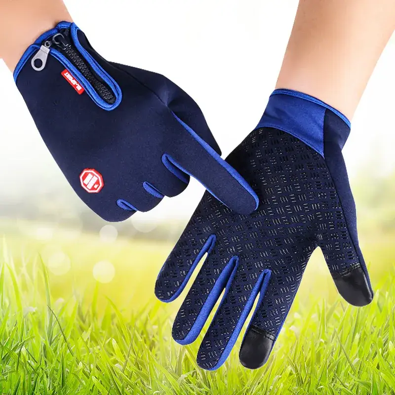 Men Winter Touch Screen Gloves Zipper Fleece Waterproof Full Finger — feature 12