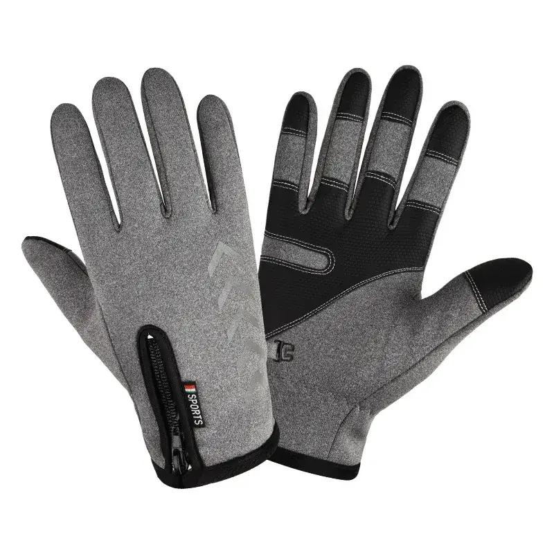 Men Winter Touch Screen Gloves Zipper Fleece Waterproof Full Finger — feature 3