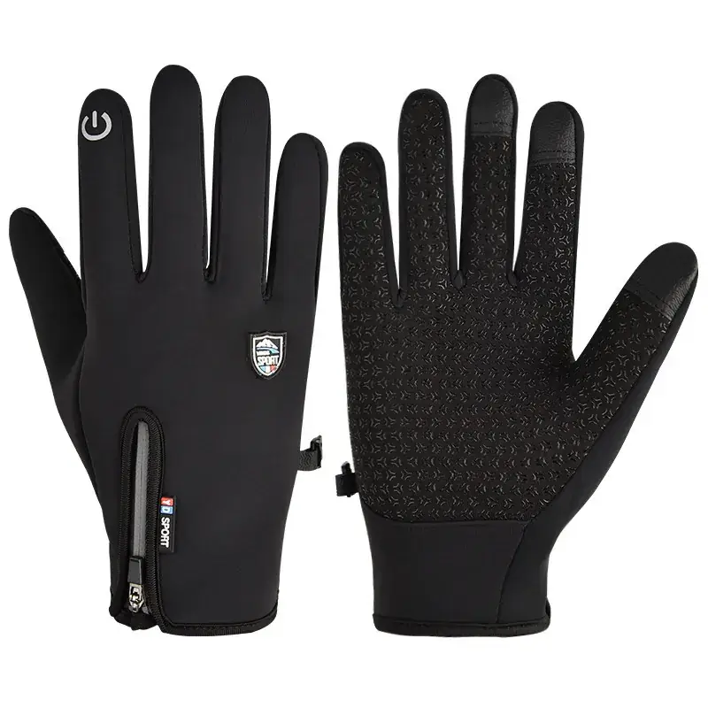 Men Winter Touch Screen Gloves Zipper Fleece Waterproof Full Finger - Image 17